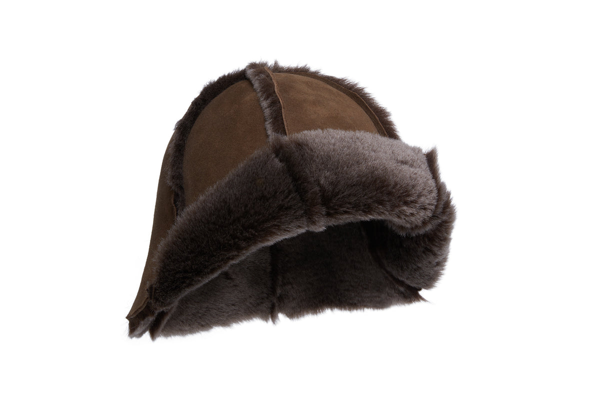 Peachbasket Hat in Mole Silver Tip Shearling
