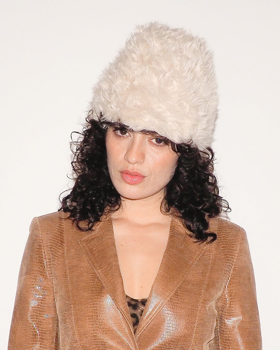 Faux Fur Toque in Cream Shag | CLYDE