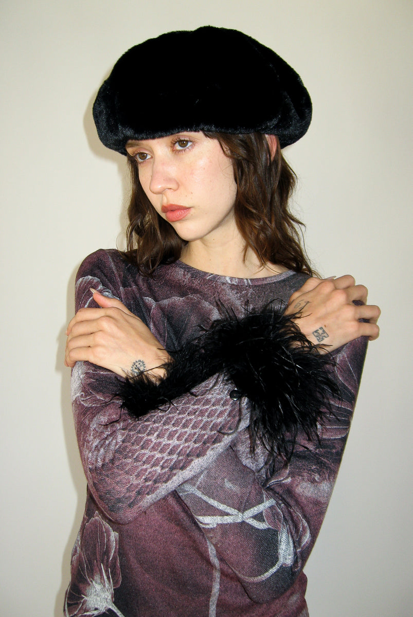 Fur beret hot sale hat