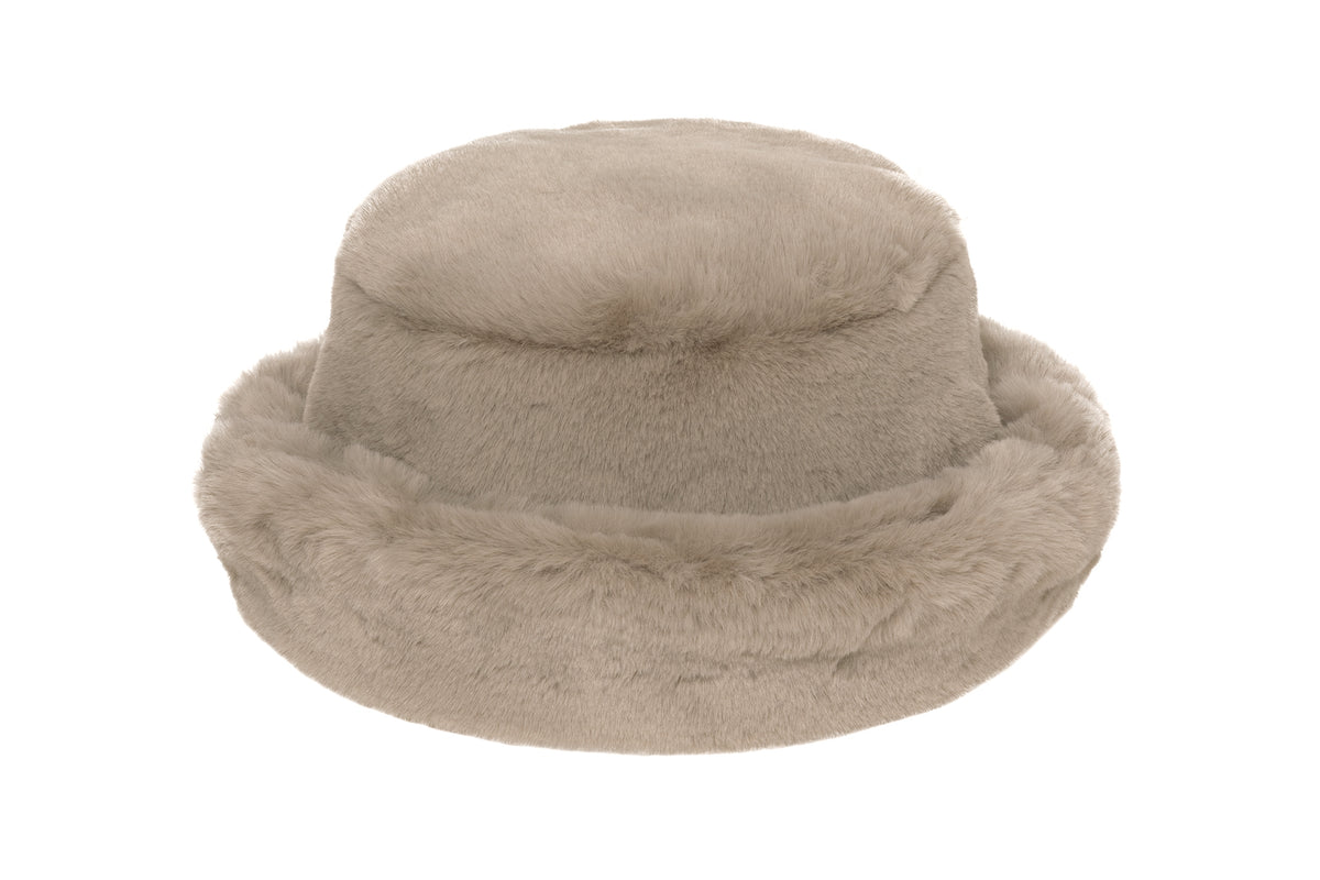Faux Fur Bucket Hat in Clam - 1 left