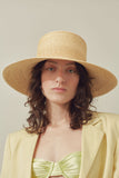 Medium Brim Flat Top Hat in Sand Straw - CLYDE