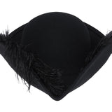 Plumed Tricorn Hat in Black Wool - CLYDE