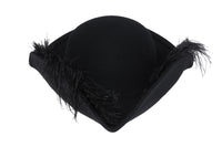 Plumed Tricorn Hat in Black Wool - CLYDE