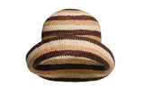 Opia Hat in Cream & Brown Striped Toquilla Straw - CLYDE