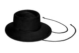 Telescope Hat w. Drawstring in Black Wool - CLYDE