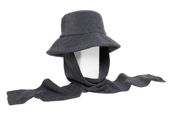 Scarved Bucket Hat in Charcoal - CLYDE