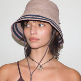 Aries Hat in Grey w. Navy Stripes - CLYDE