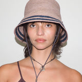 Aries Hat in Grey w. Navy Stripes - CLYDE
