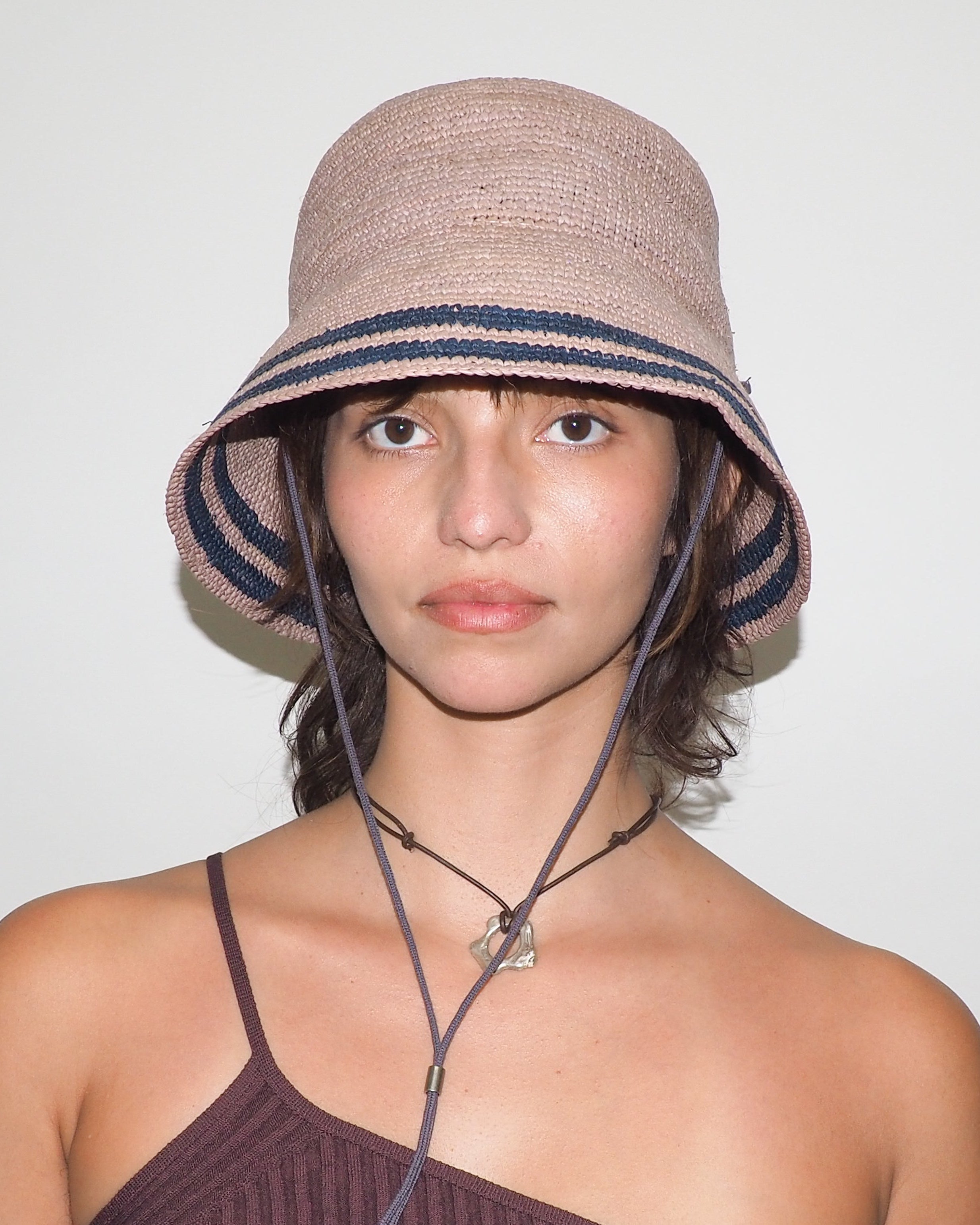 Aries Hat in Grey w. Navy Stripes - CLYDE