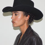 Cowboy Hat in Black Wool - CLYDE