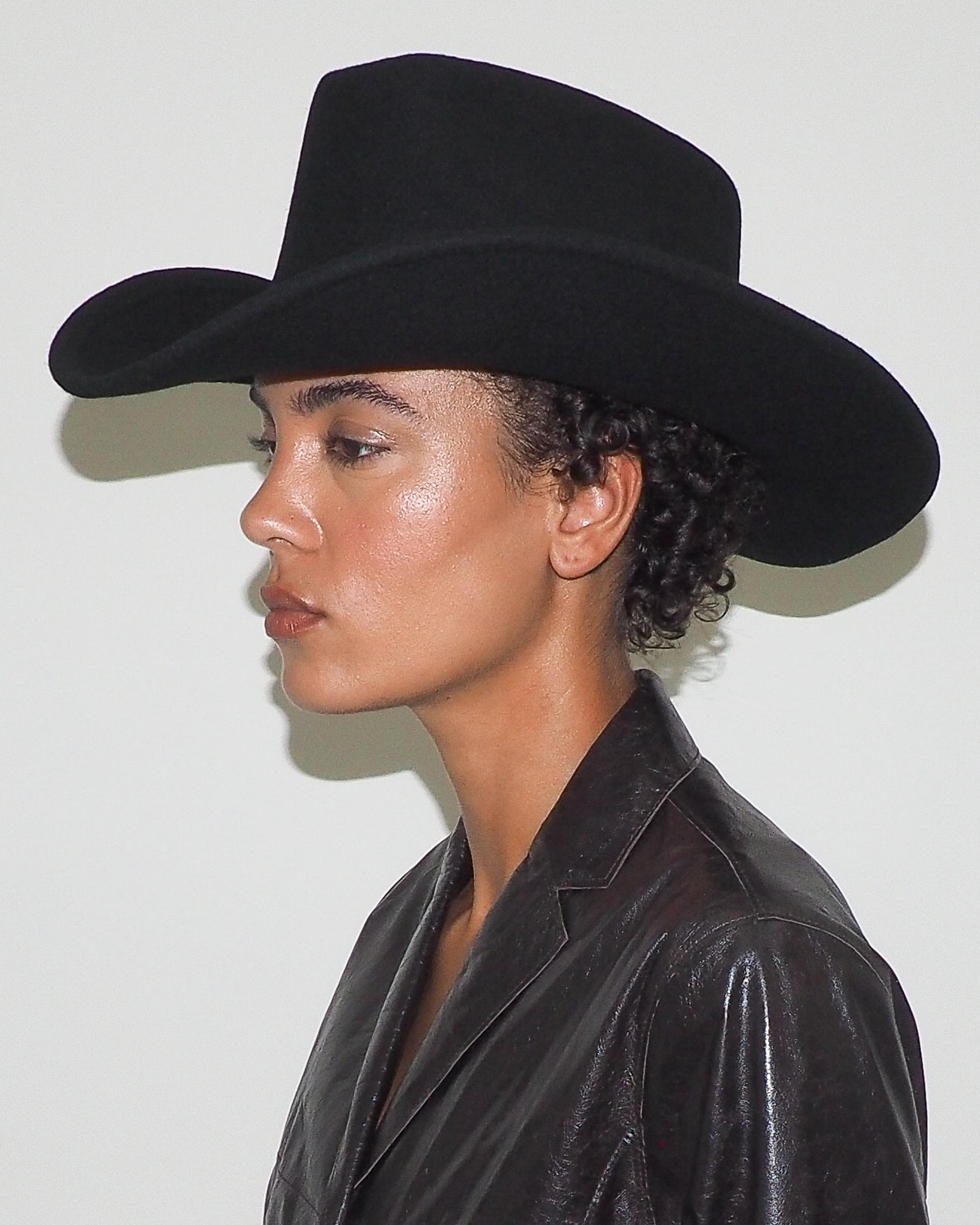 Cowboy Hat in Black Wool - CLYDE