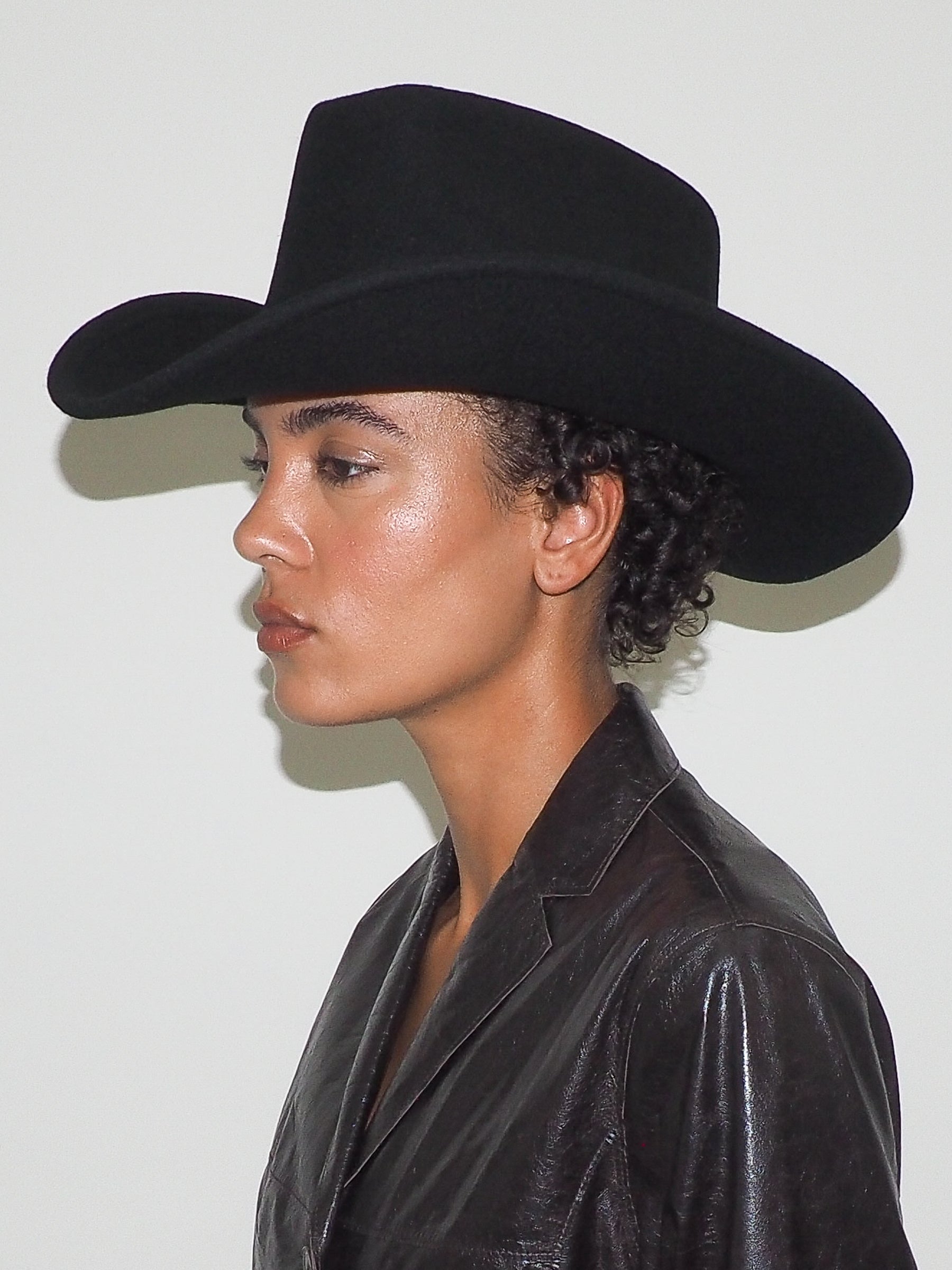 Cowboy Hat in Black Wool - CLYDE