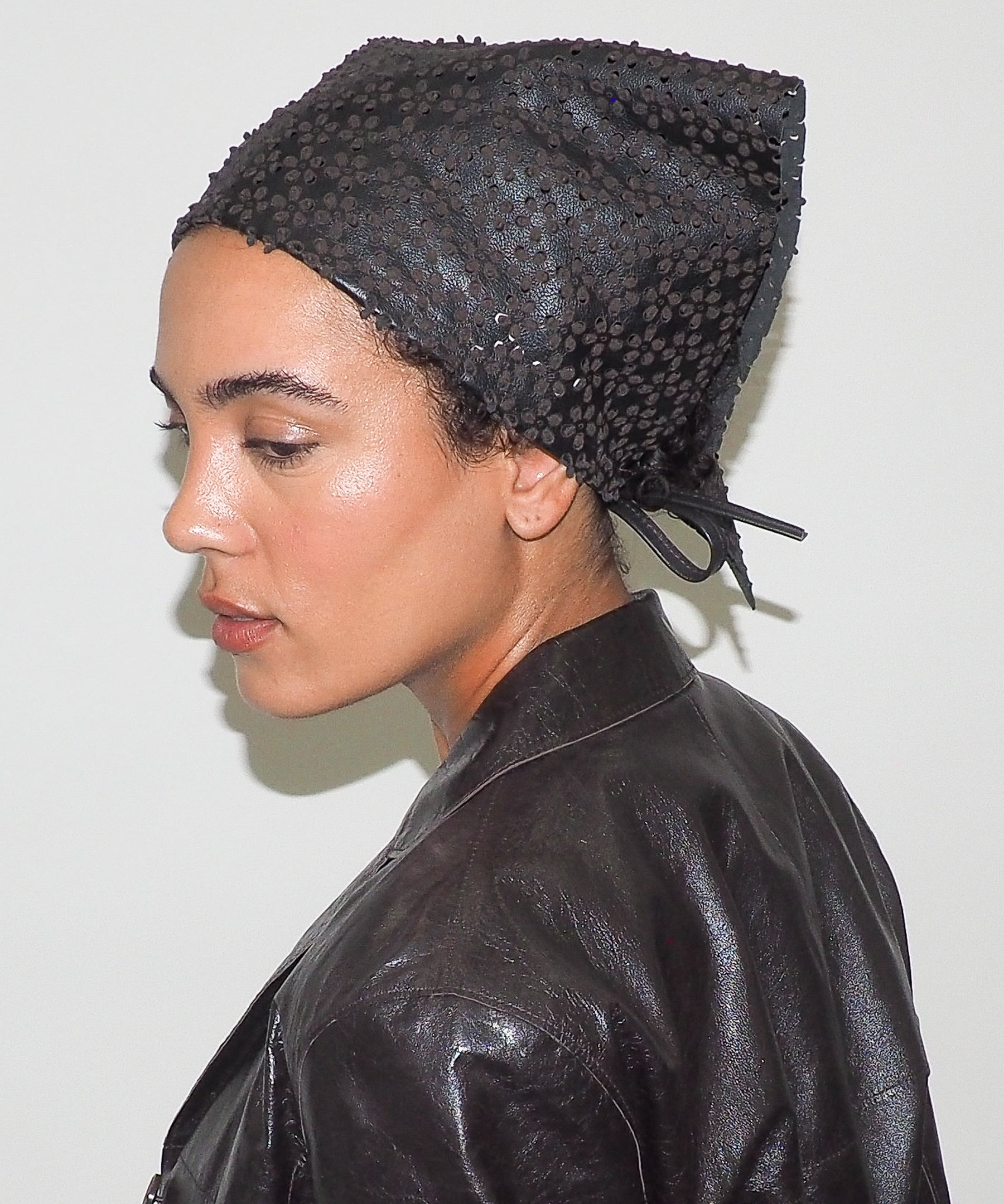 Vita Scarf in Espresso Flowers Lambskin - CLYDE