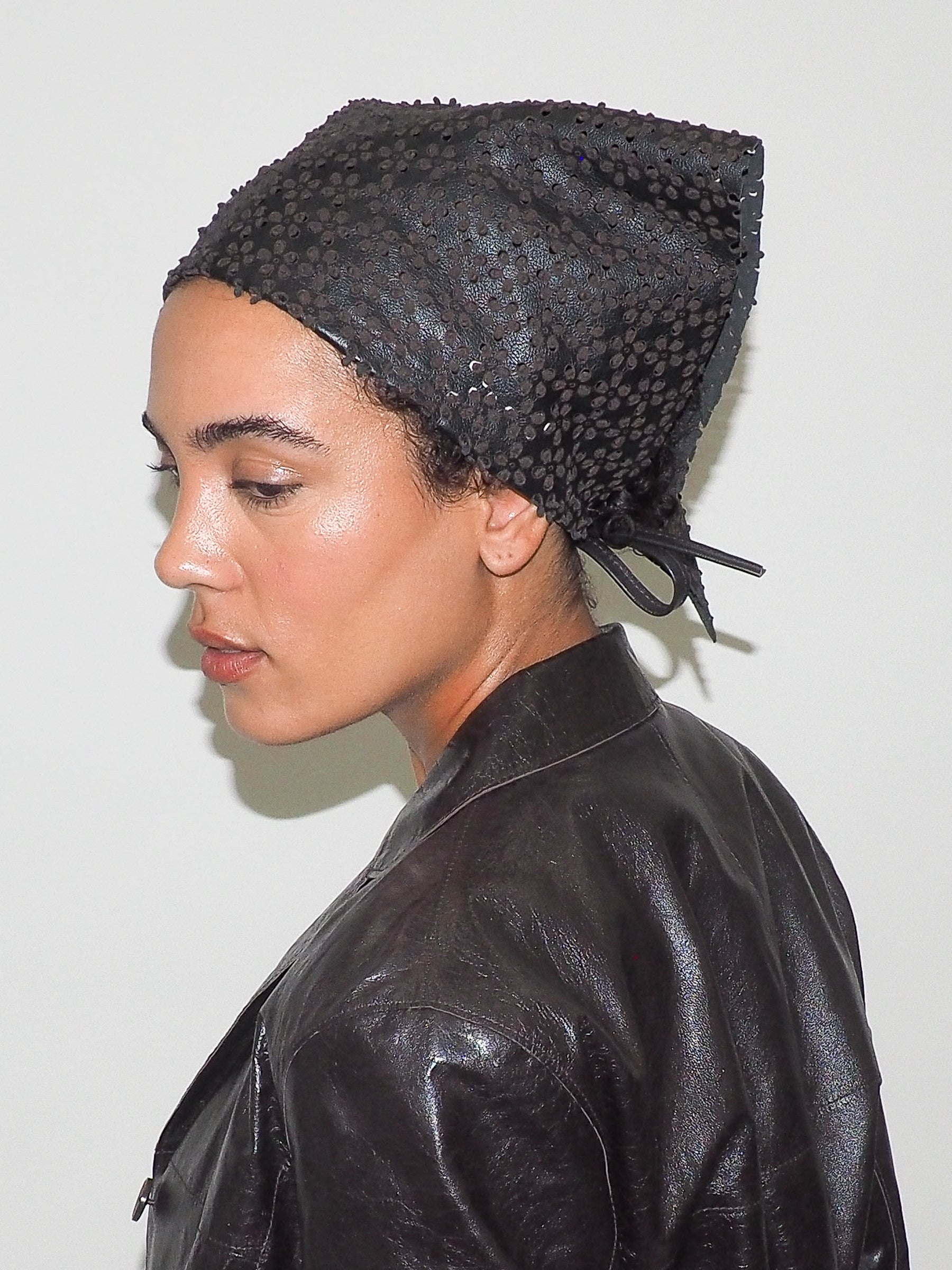 Vita Scarf in Espresso Flowers Lambskin - CLYDE