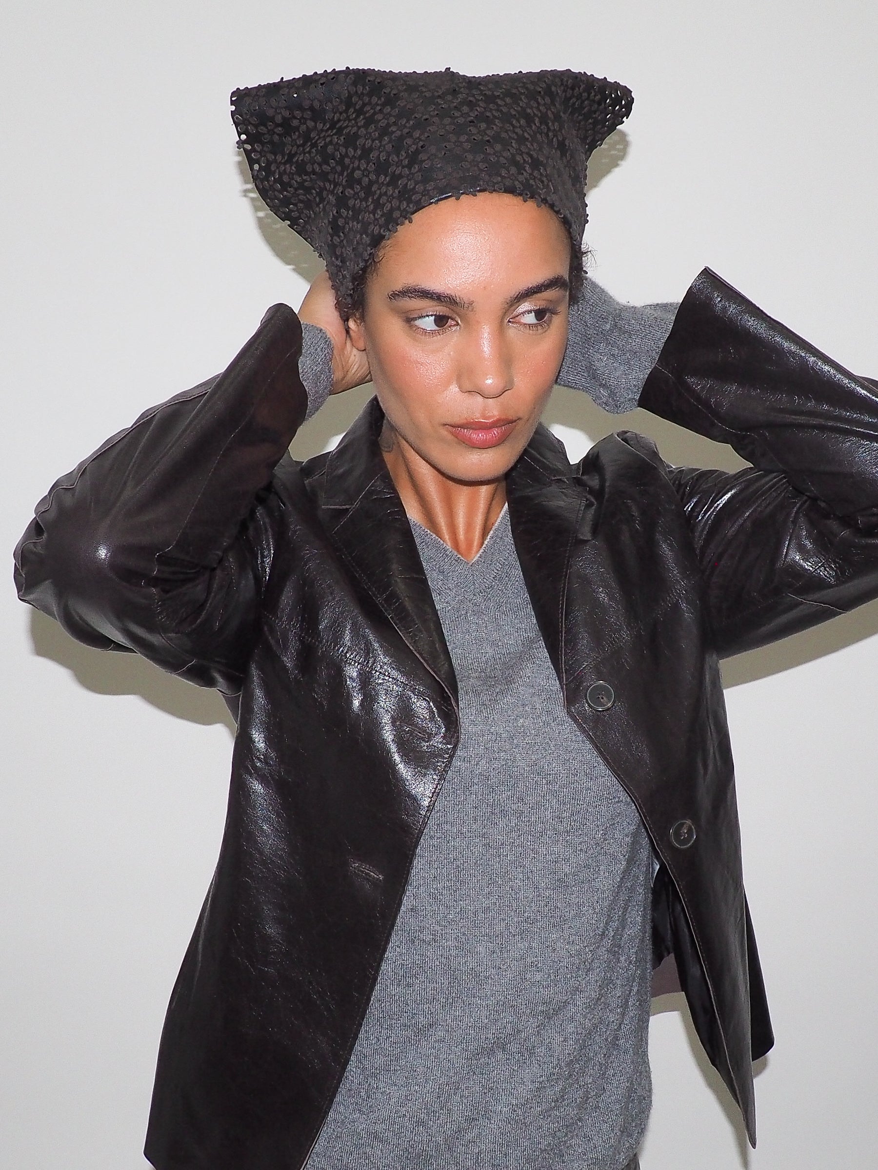 Vita Scarf in Espresso Flowers Lambskin - CLYDE