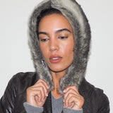 Sno Hood in Grey Faux Chinchilla - CLYDE