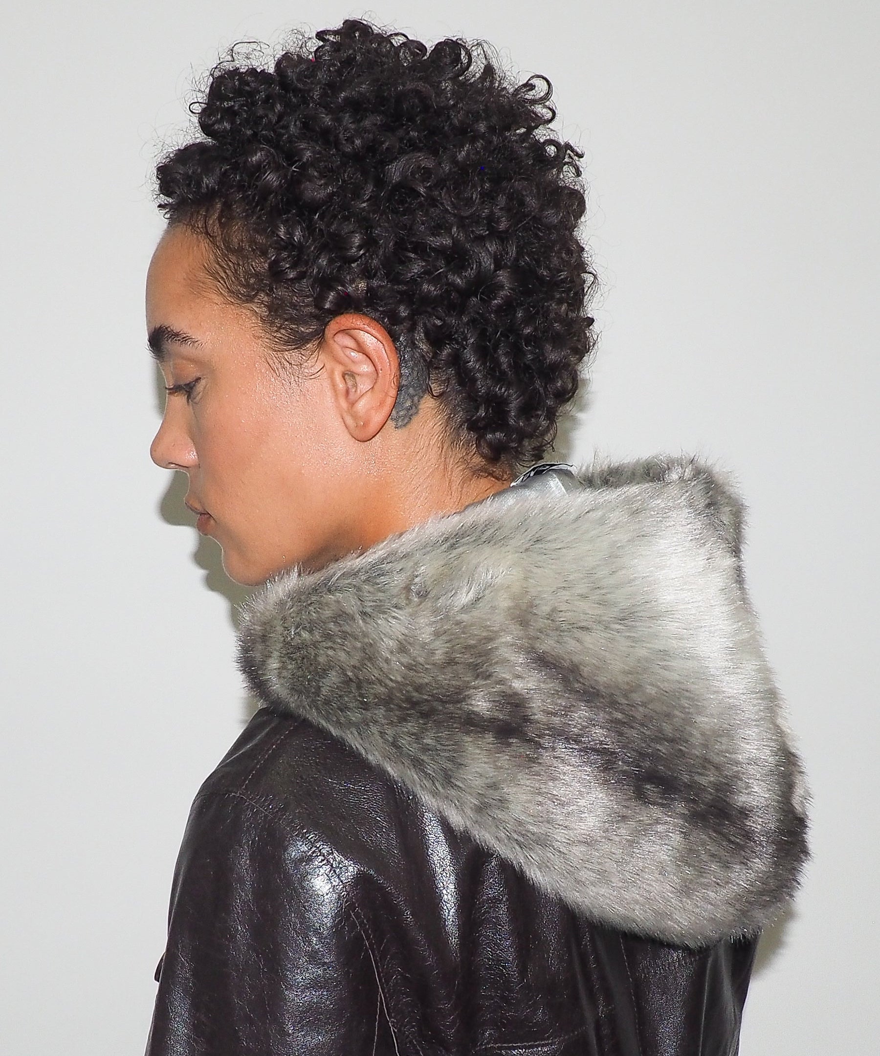 Sno Hood in Grey Faux Chinchilla - CLYDE