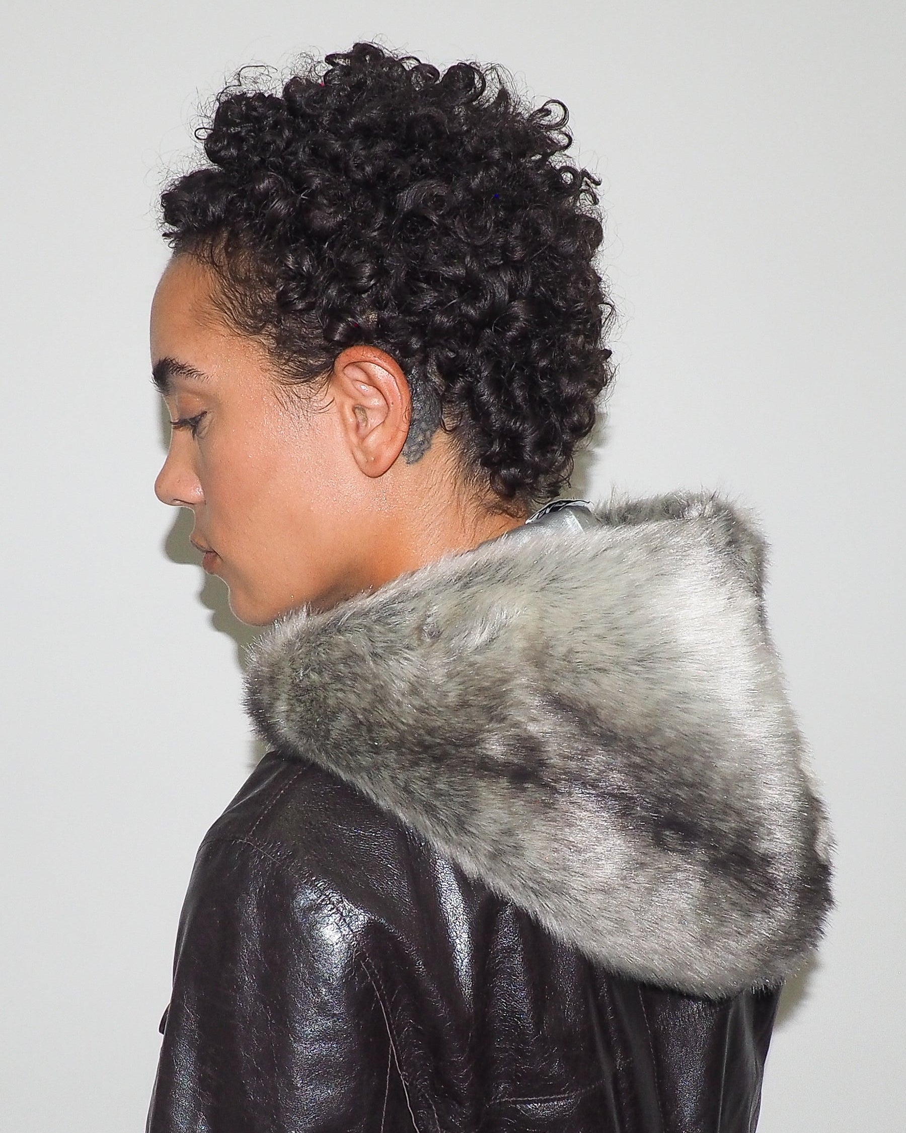 Sno Hood in Grey Faux Chinchilla - CLYDE