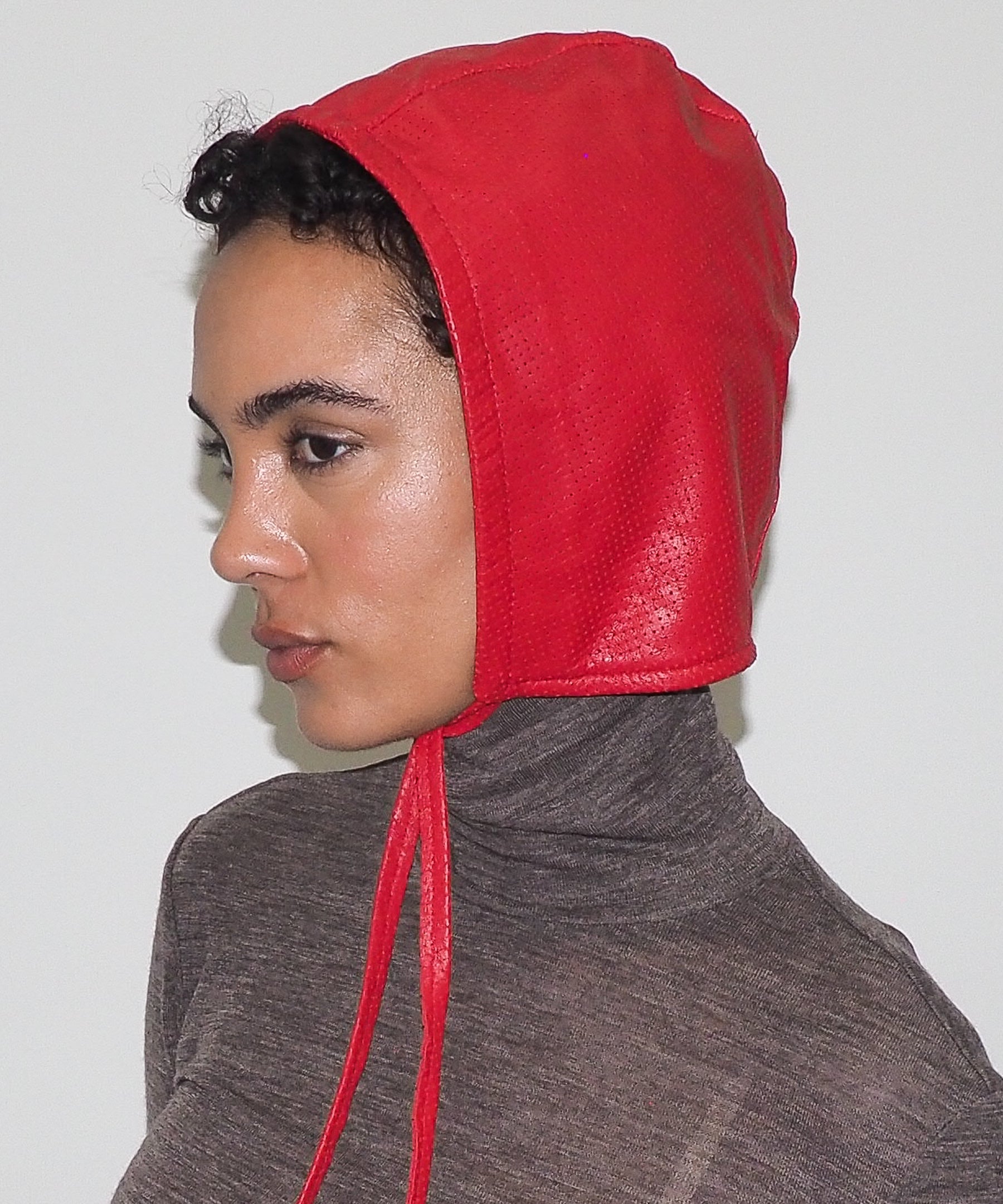 Volo Hat in Perforated Racer Red Lambskin - CLYDE