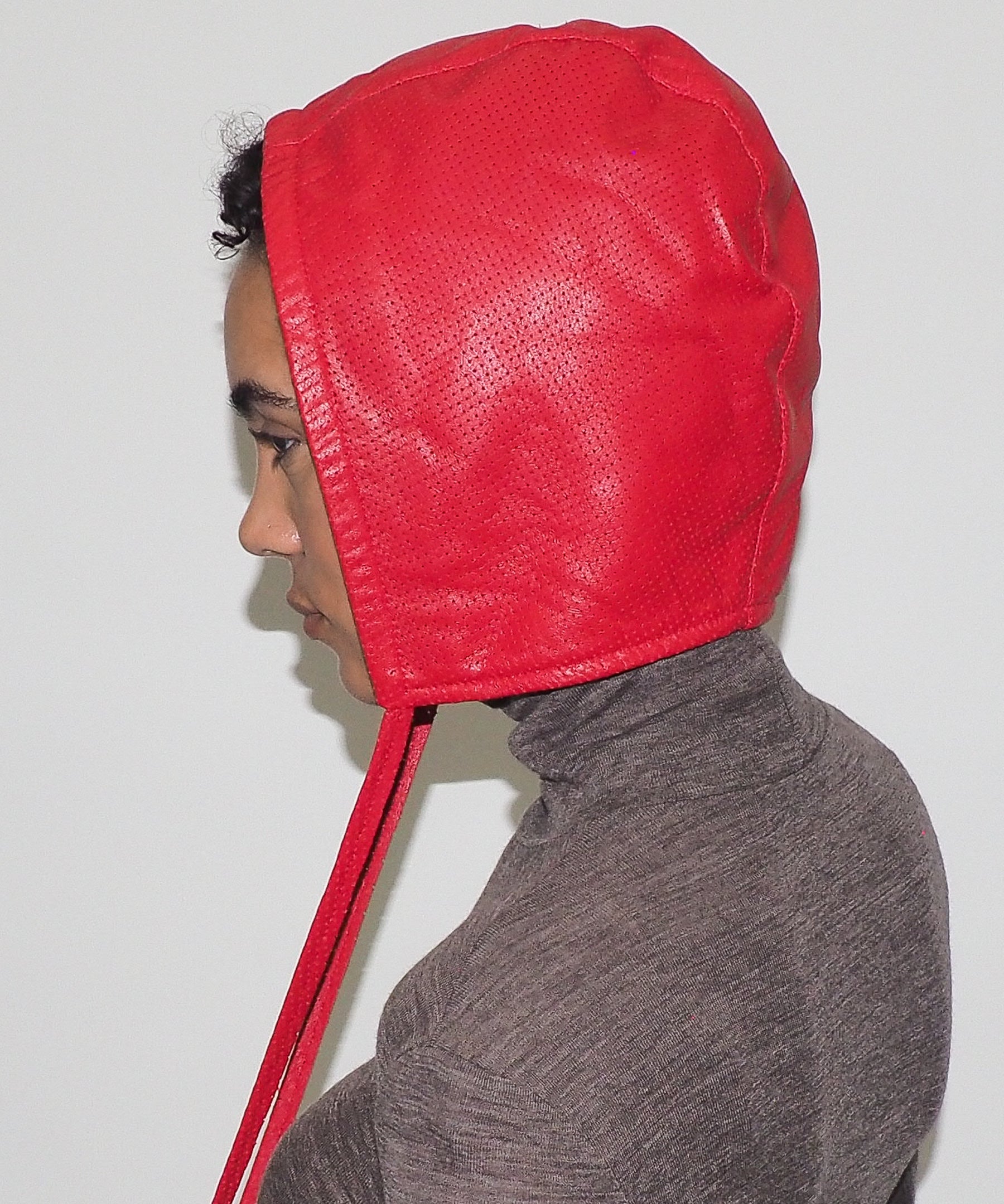 Volo Hat in Perforated Racer Red Lambskin - CLYDE