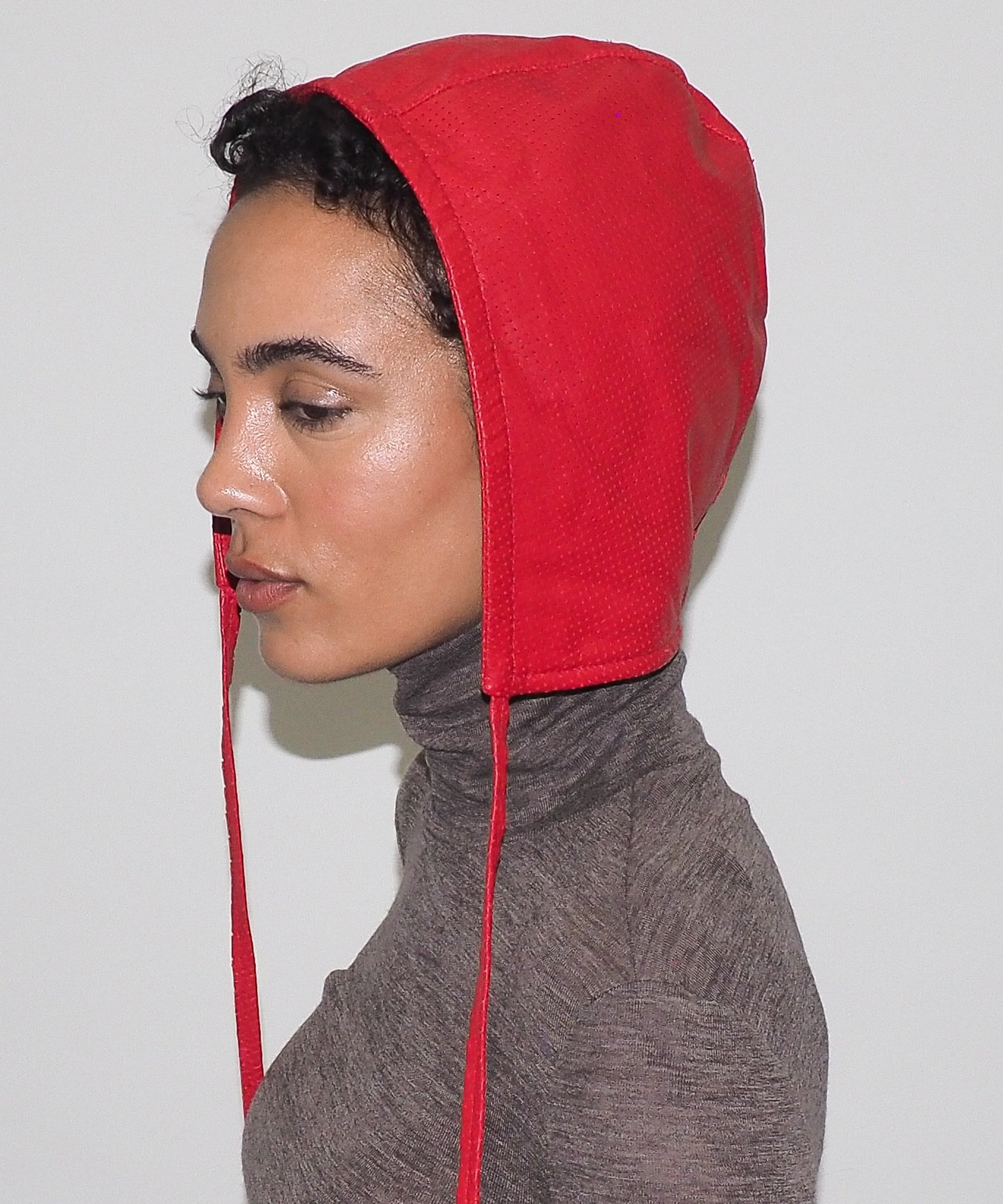 Volo Hat in Perforated Racer Red Lambskin - CLYDE