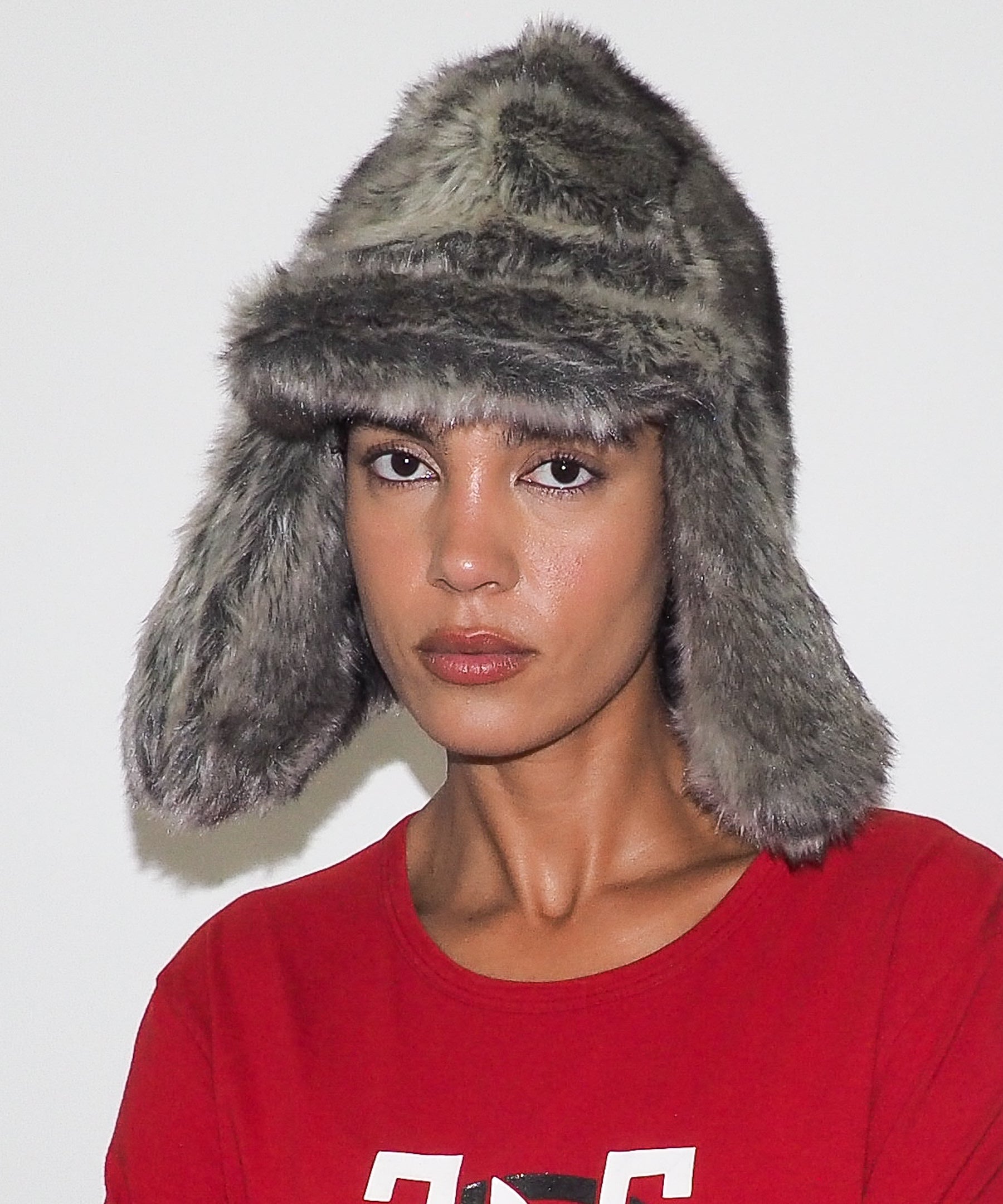 Ice Hat in Grey Faux Chinchilla - CLYDE