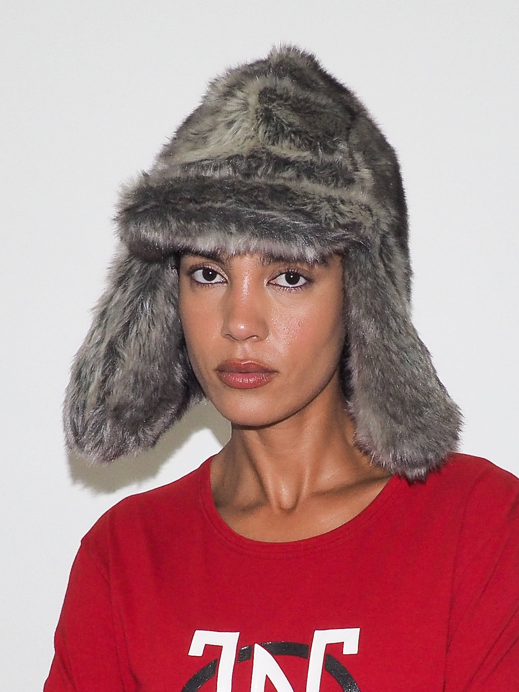 Ice Hat in Grey Faux Chinchilla - CLYDE