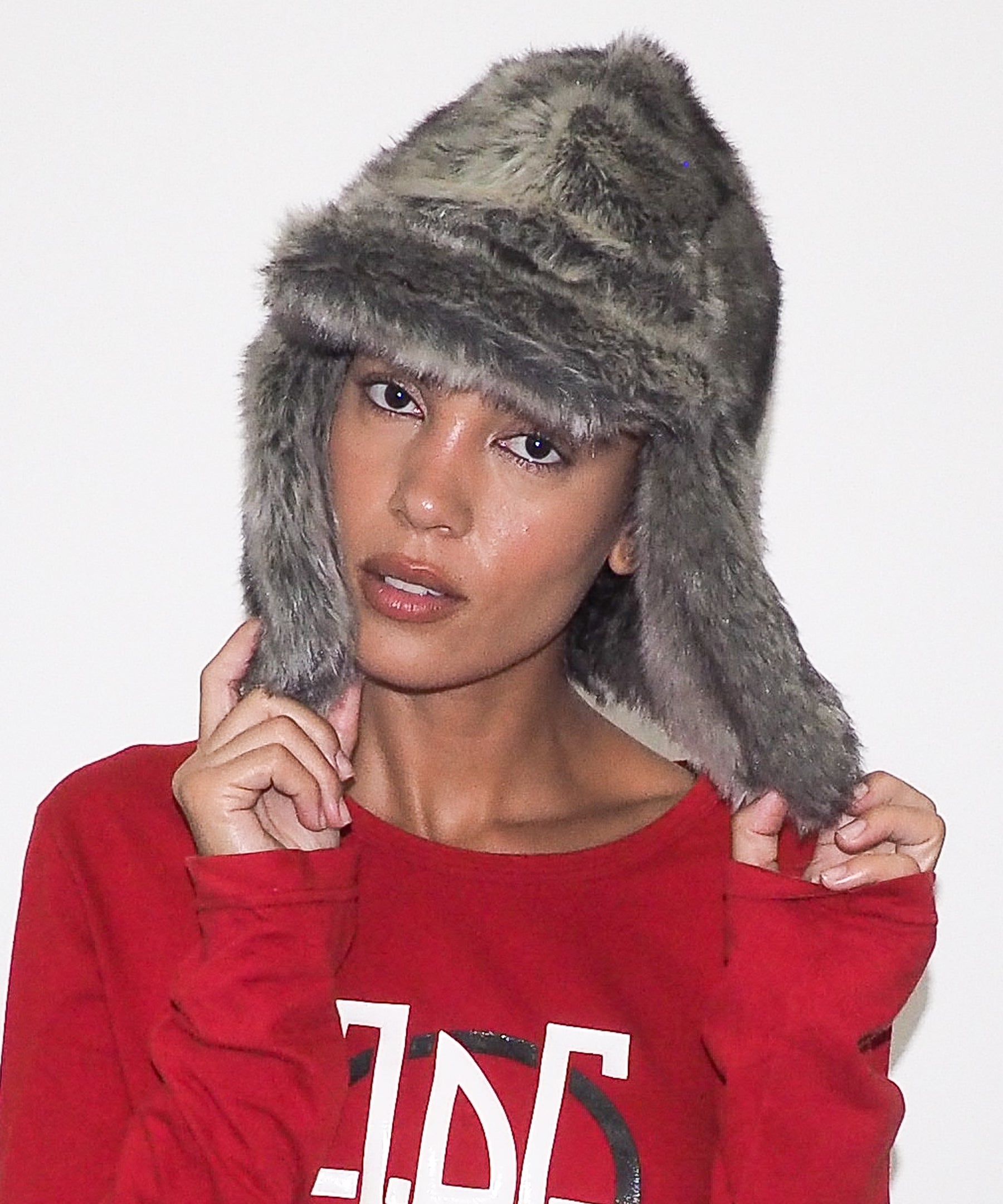 Ice Hat in Grey Faux Chinchilla - CLYDE