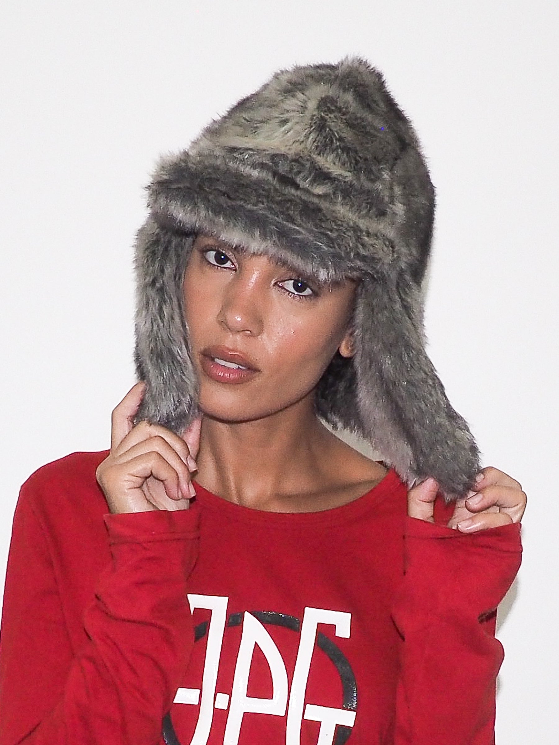 Ice Hat in Grey Faux Chinchilla - CLYDE