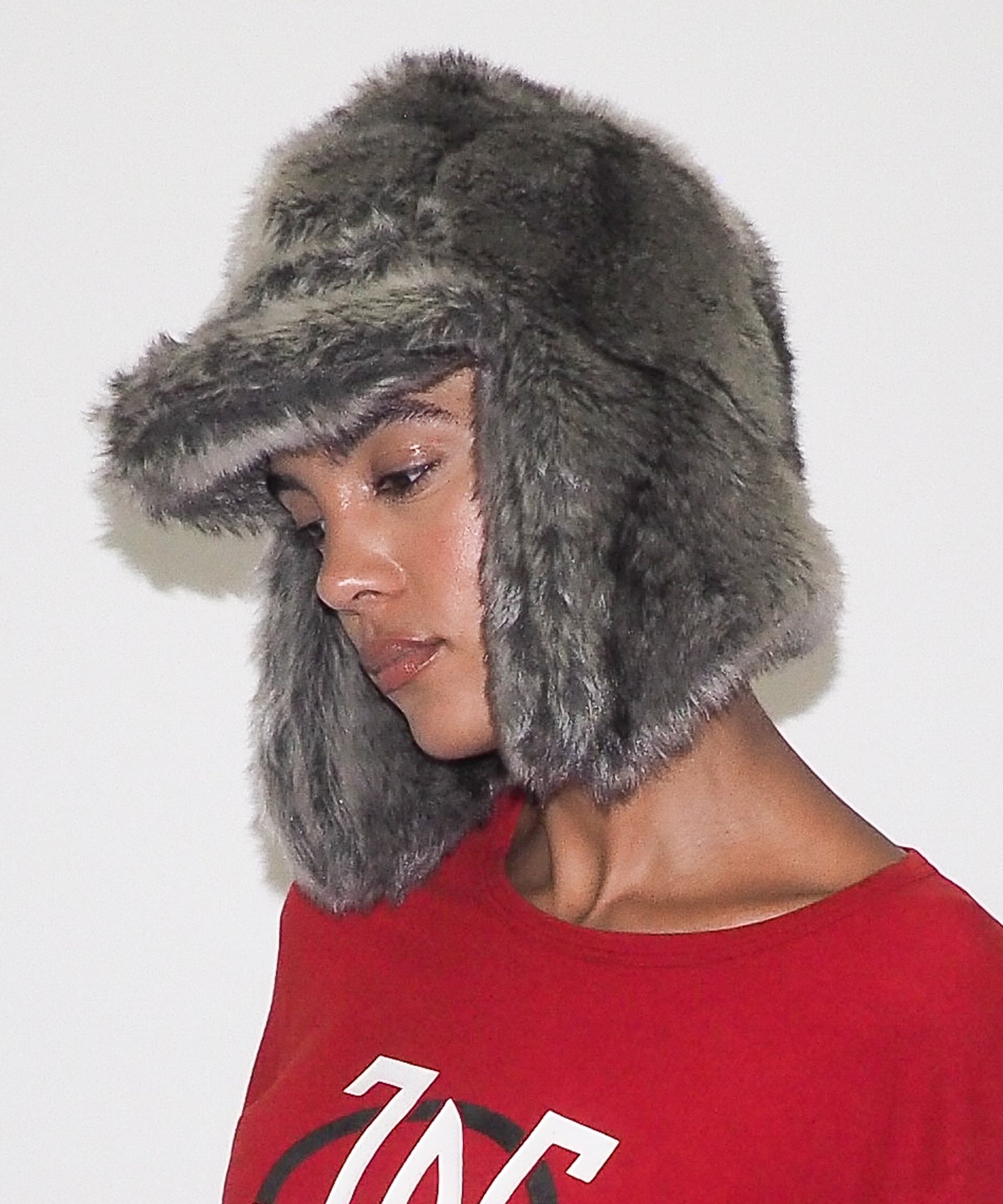 Ice Hat in Grey Faux Chinchilla - CLYDE
