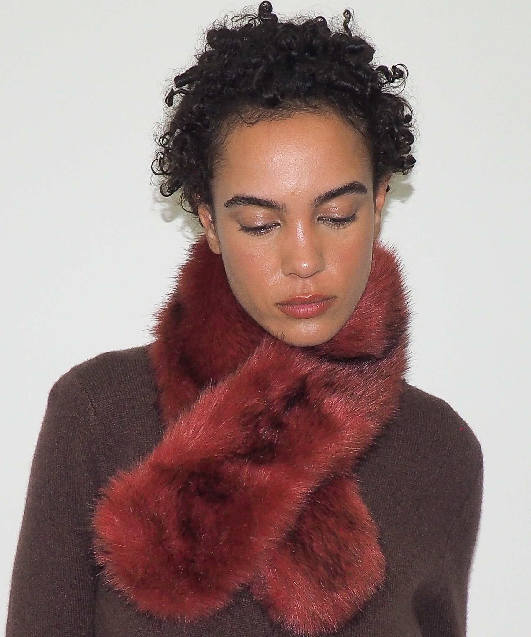 Sue Scarf in Red Faux Fox - CLYDE