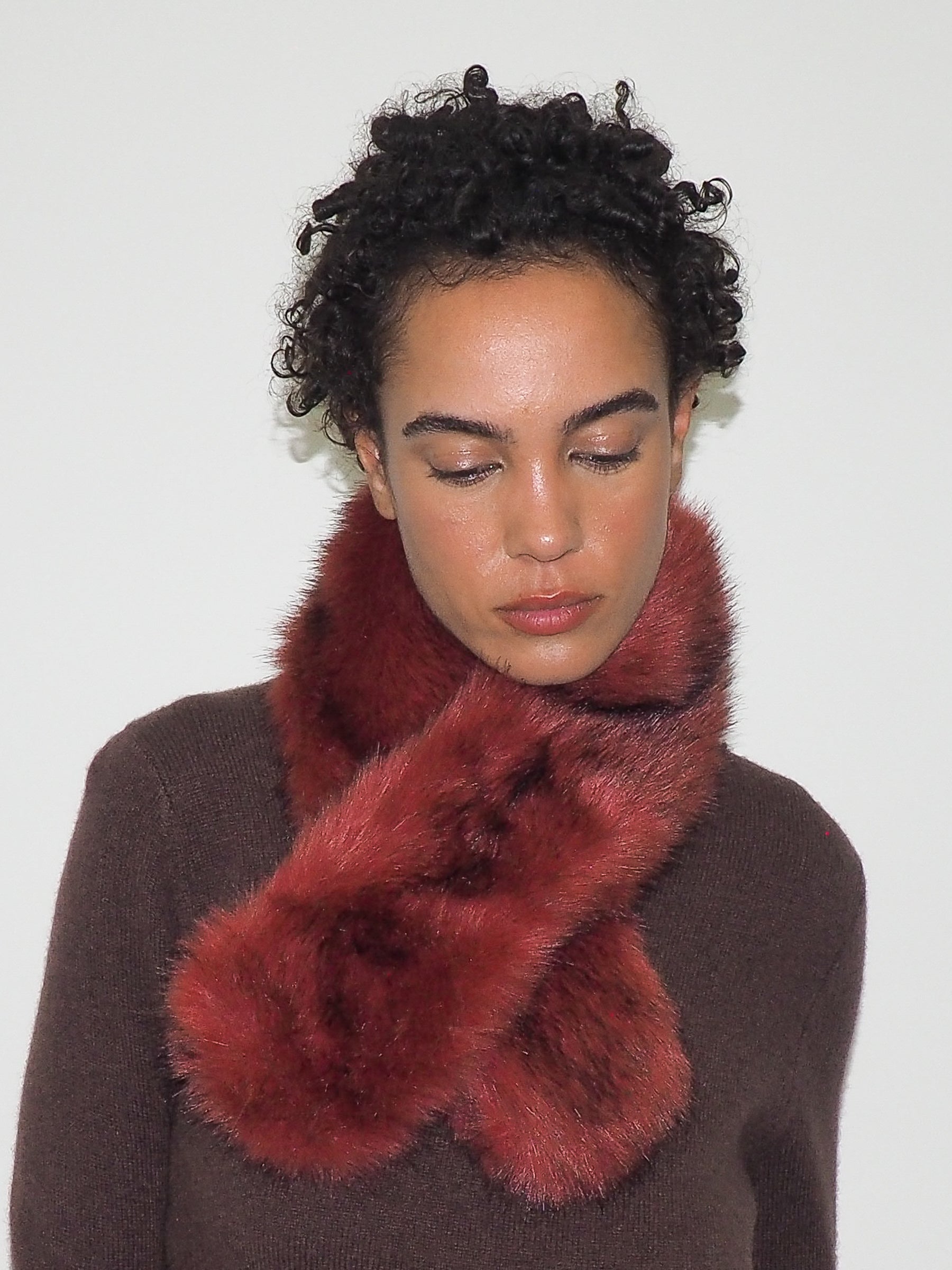 Sue Scarf in Red Faux Fox - CLYDE