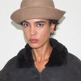 Crown Hat in Taupe Wool - CLYDE