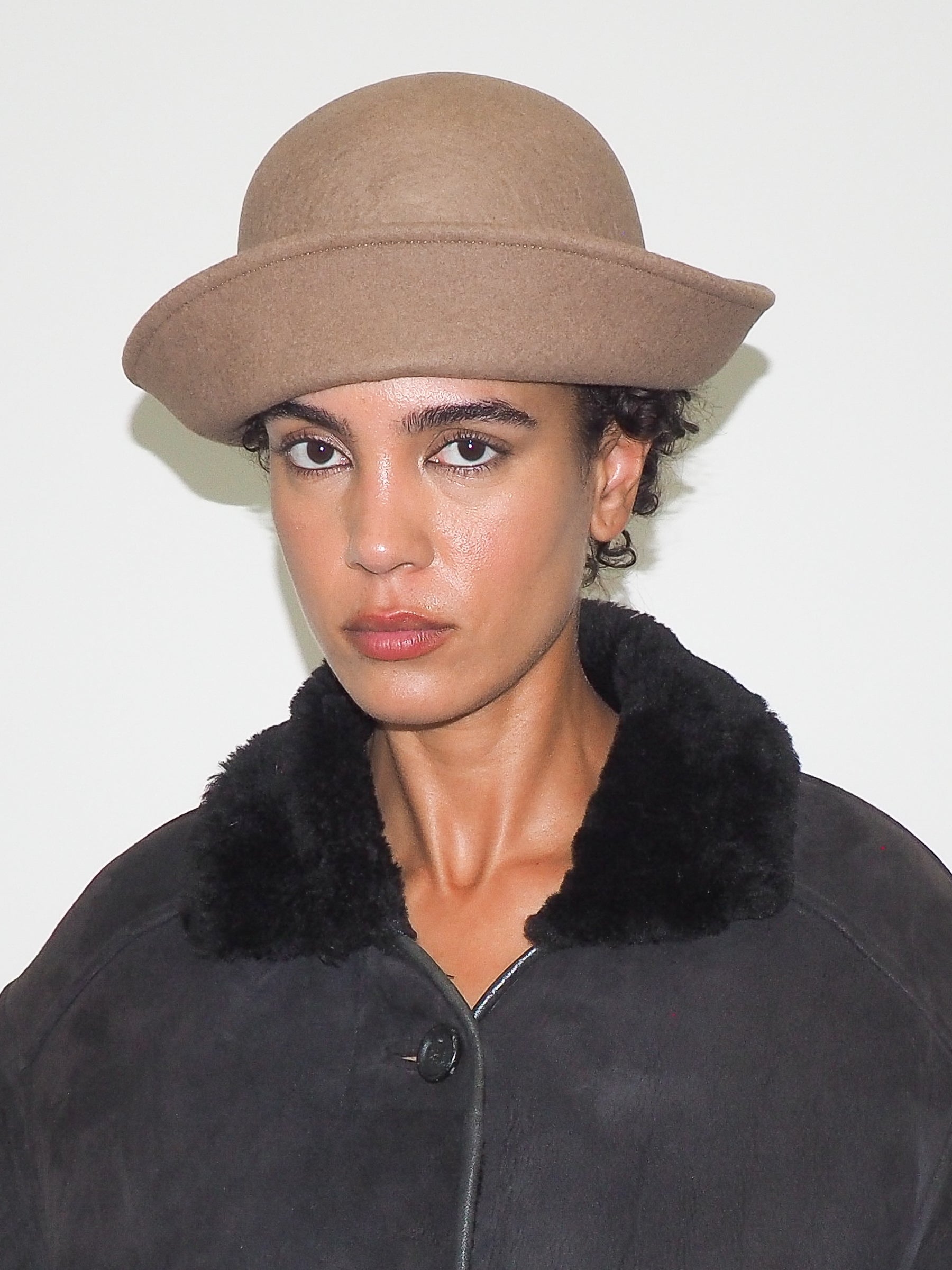 Crown Hat in Taupe Wool - CLYDE