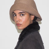 Crown Hat in Taupe Wool - CLYDE