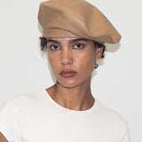 Lambskin Beret in Tan - CLYDE
