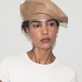 Lambskin Beret in Tan - CLYDE