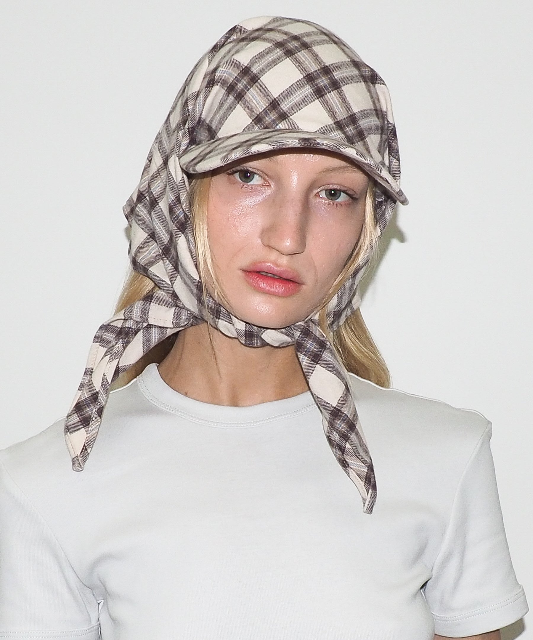 Brim Scarf in Brown & Beige Plaid Flannel - CLYDE