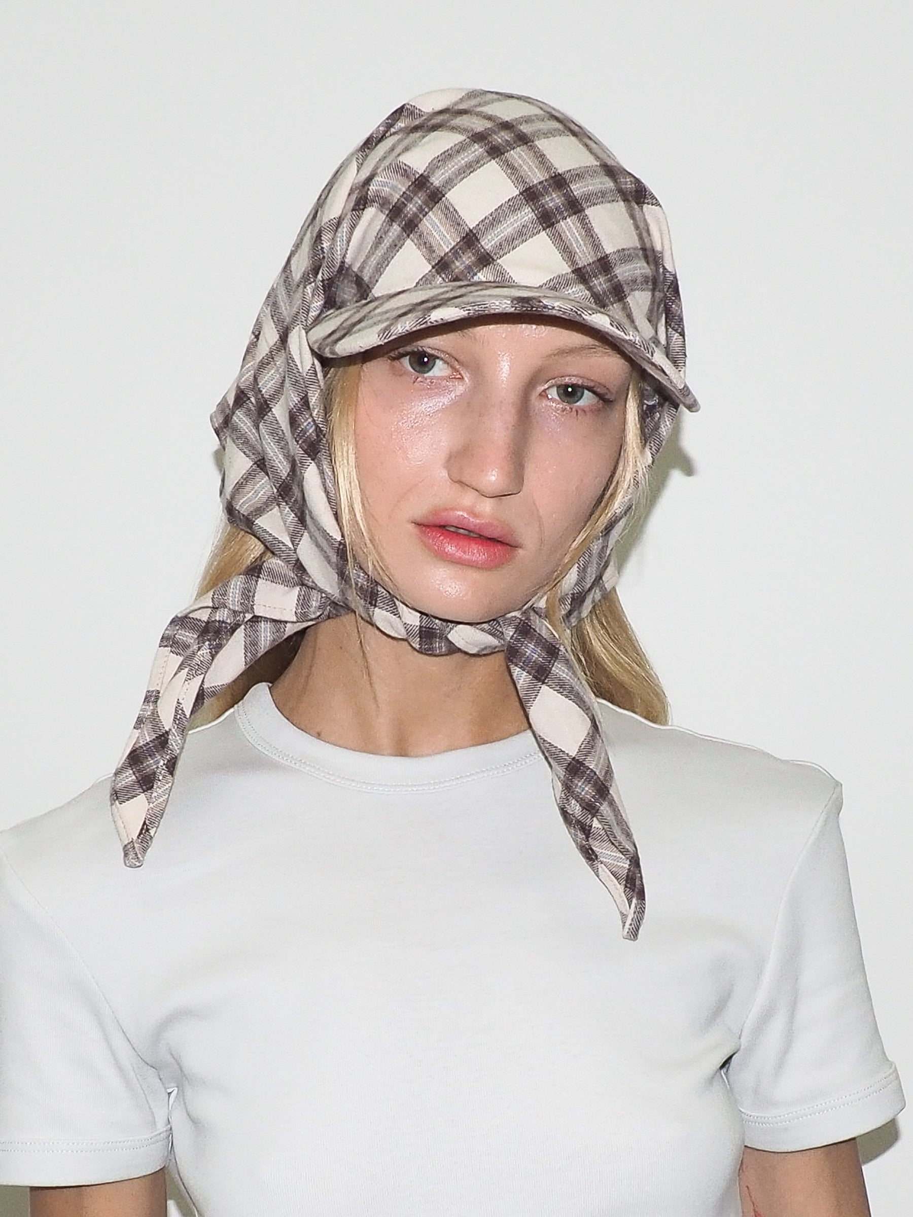 Brim Scarf in Brown & Beige Plaid Flannel - CLYDE