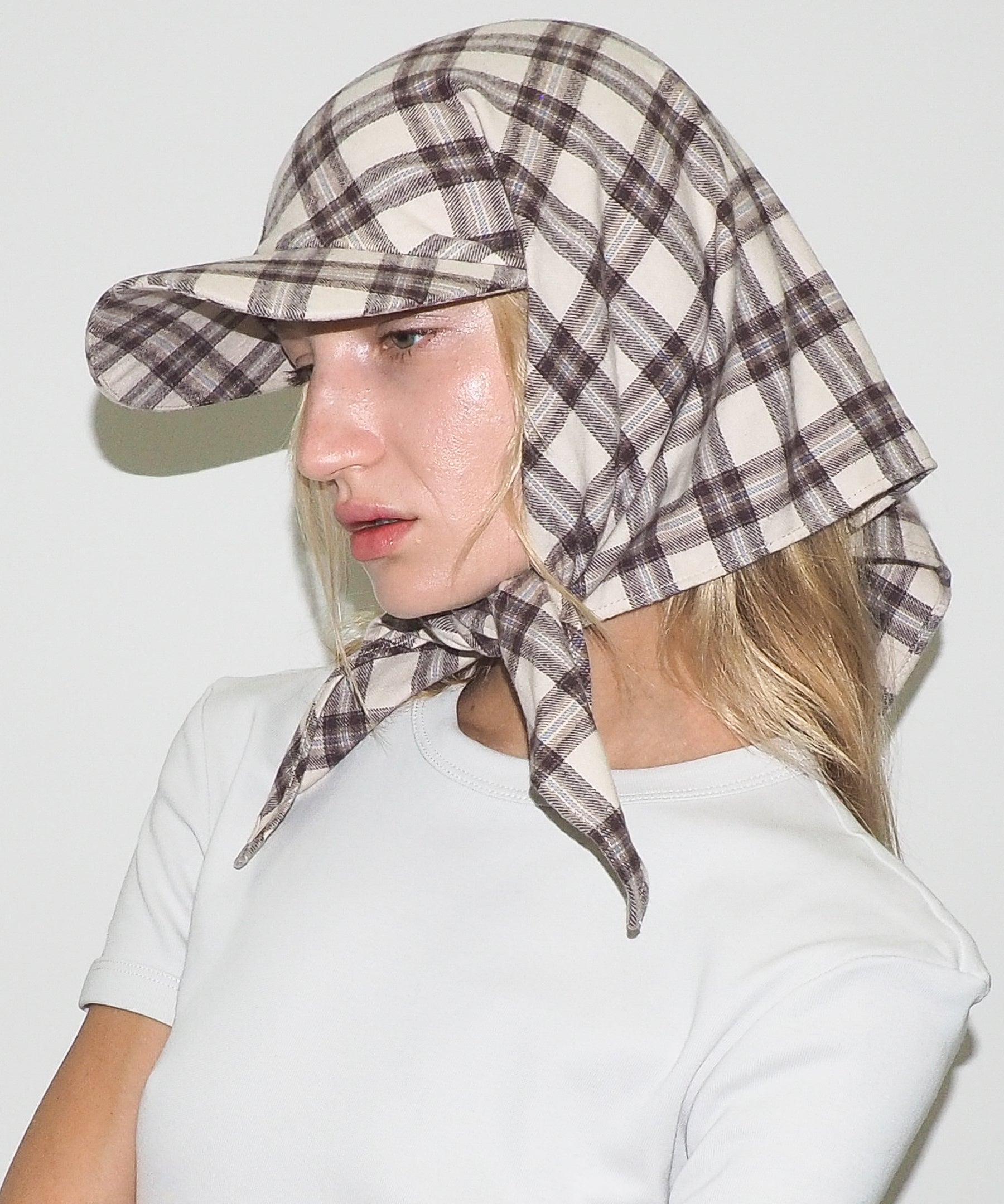 Brim Scarf in Brown & Beige Plaid Flannel - CLYDE