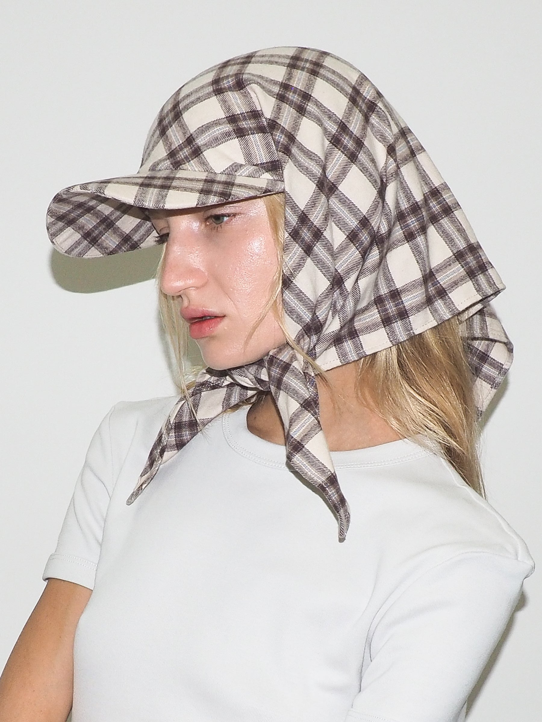Brim Scarf in Brown & Beige Plaid Flannel - CLYDE