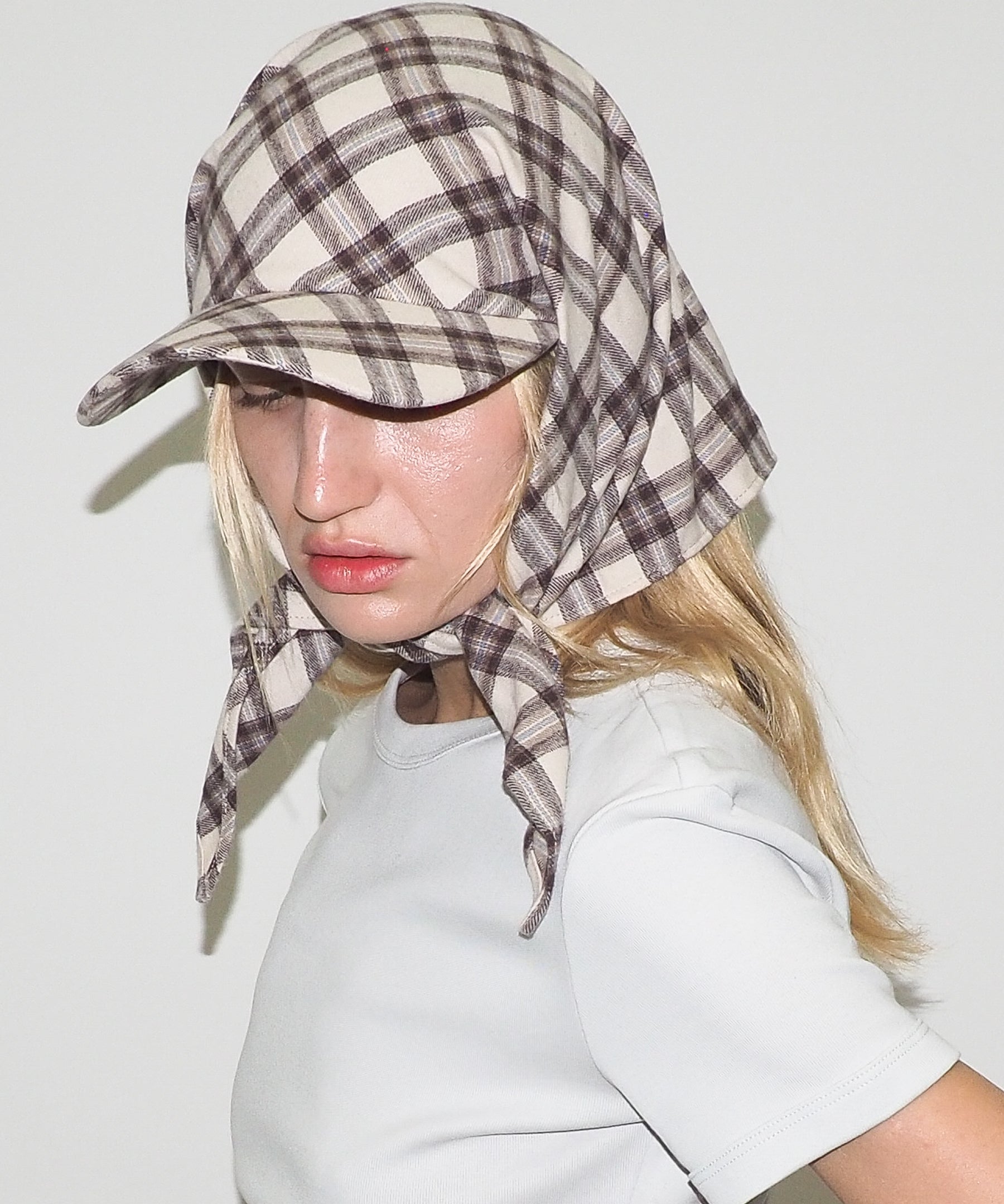 Brim Scarf in Brown & Beige Plaid Flannel - CLYDE
