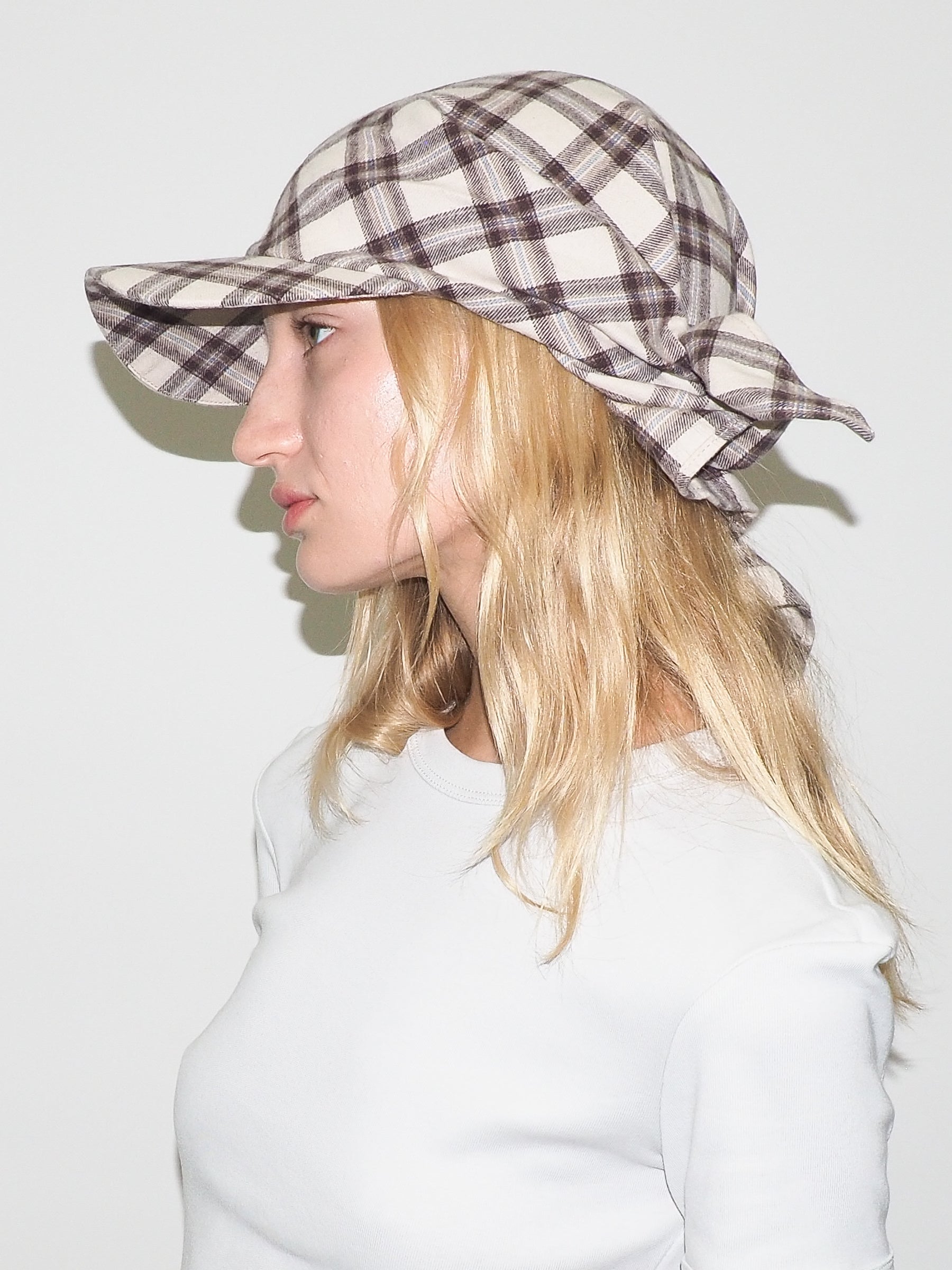 Brim Scarf in Brown & Beige Plaid Flannel - CLYDE