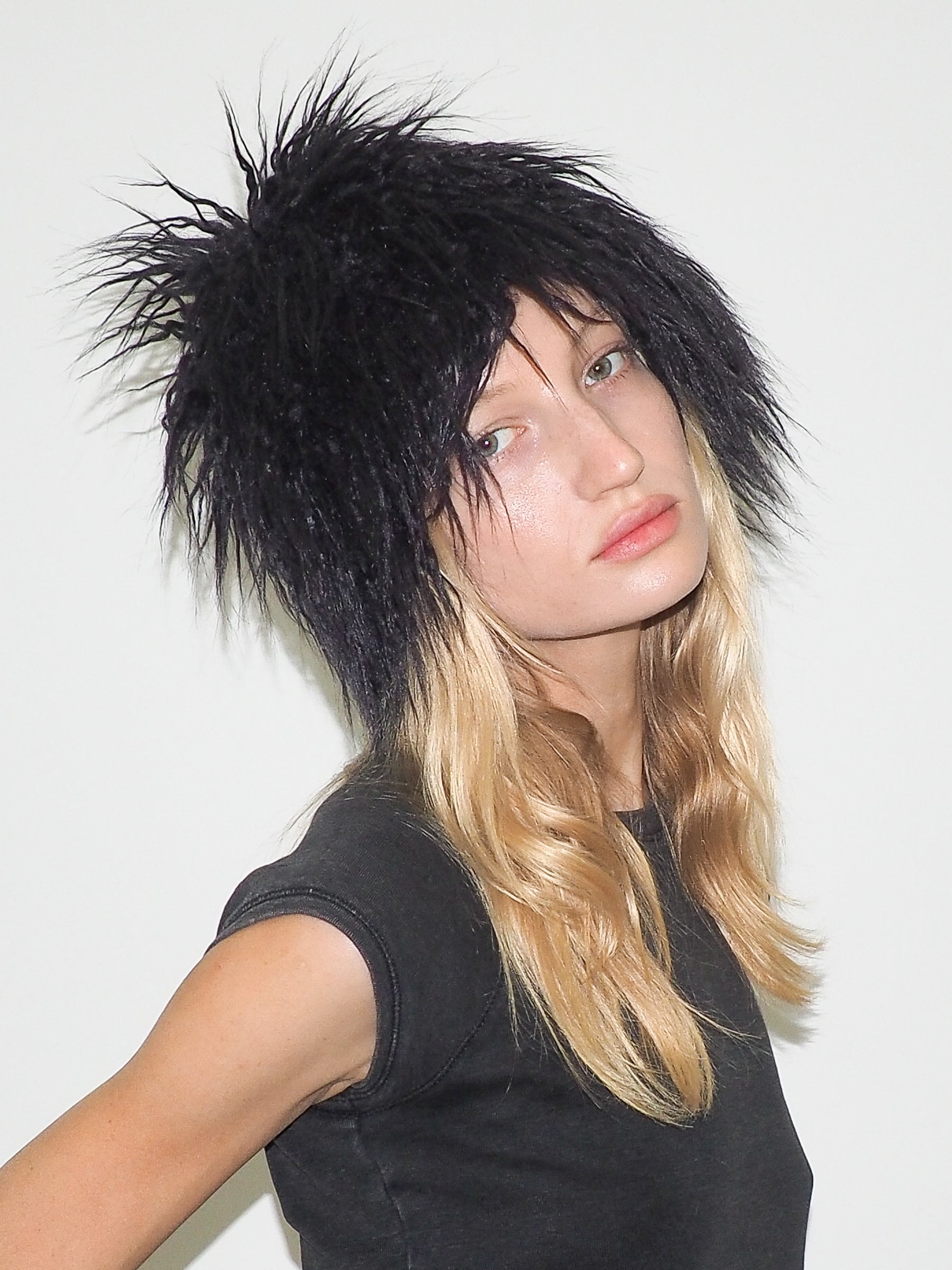 Faux Fur Toque in Black Faux Yak - CLYDE