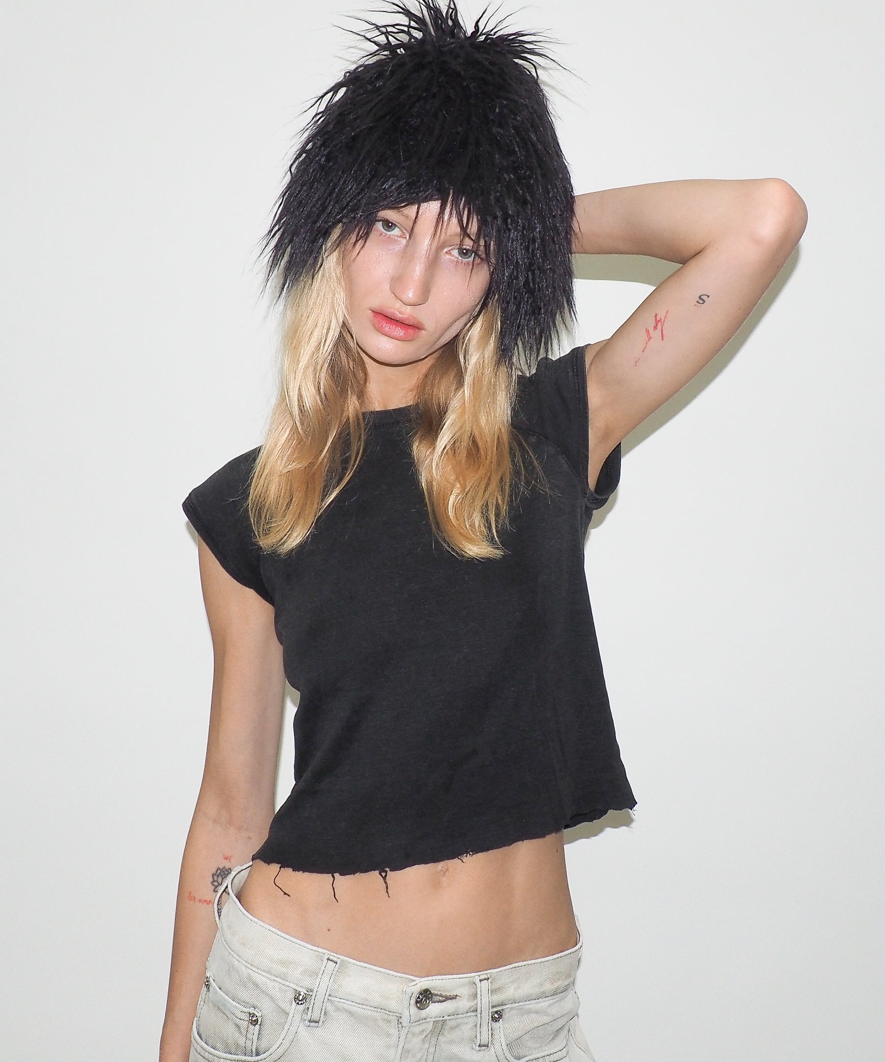 Faux Fur Toque in Black Faux Yak - CLYDE