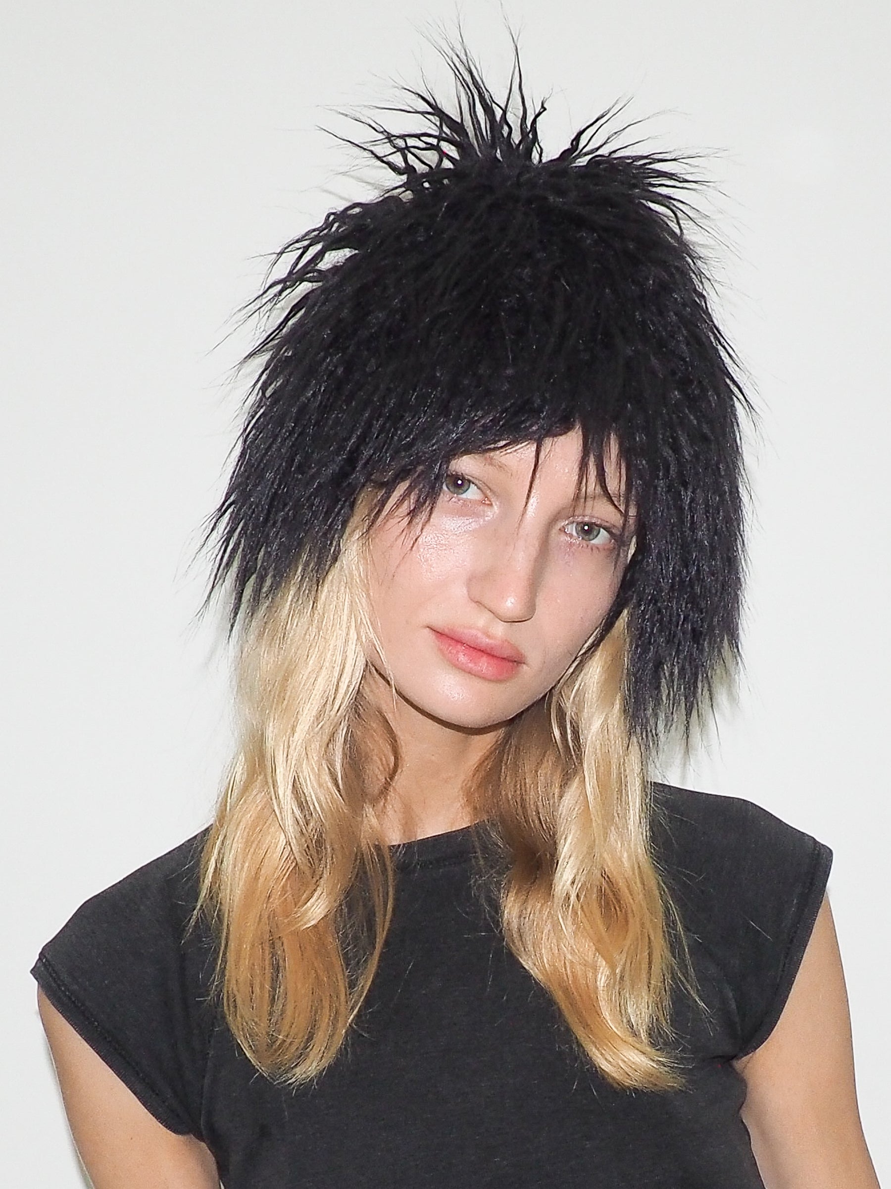 Faux Fur Toque in Black Faux Yak - CLYDE