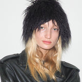 Faux Fur Toque in Black Faux Yak - CLYDE
