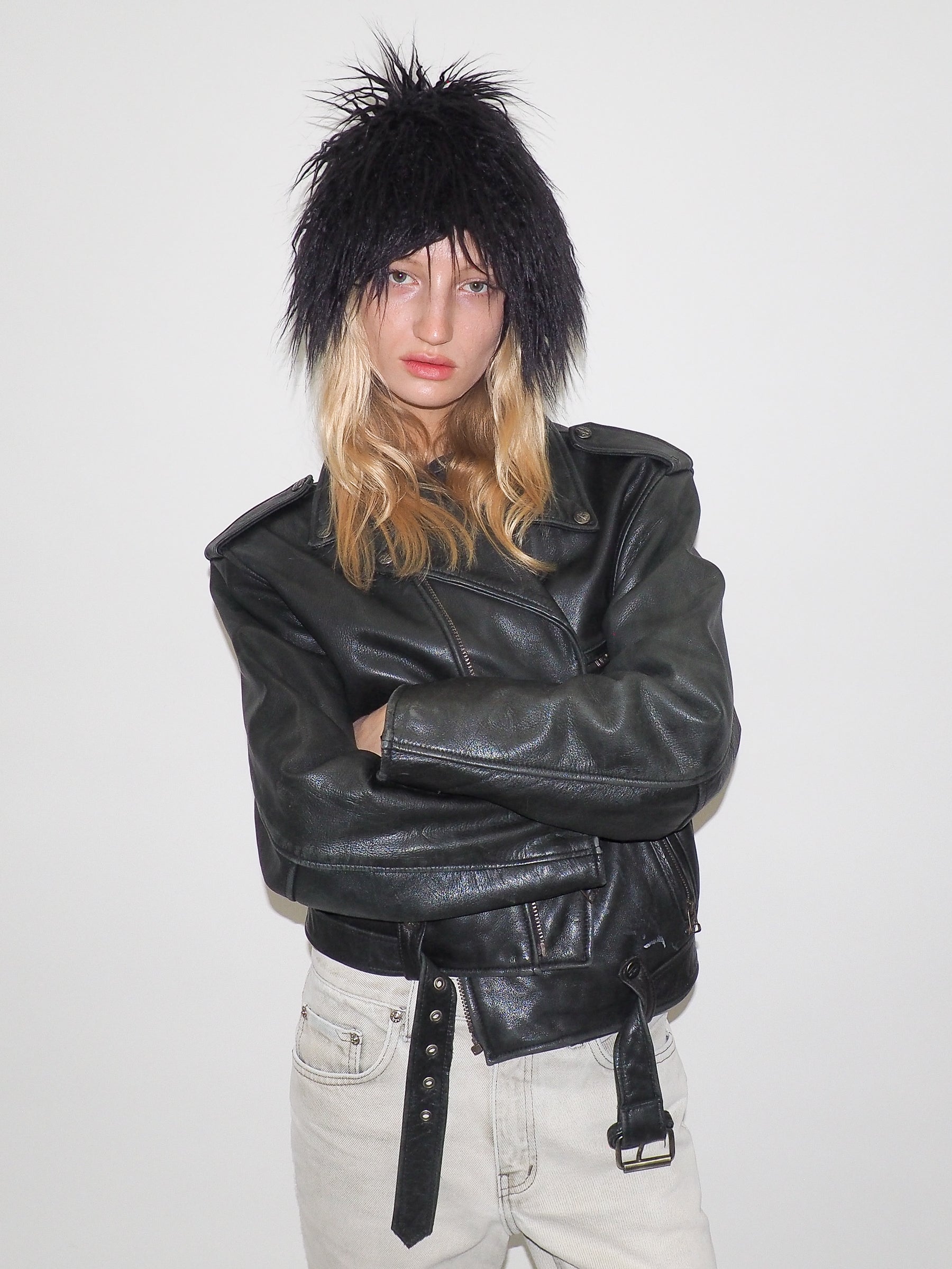 Faux Fur Toque in Black Faux Yak - CLYDE