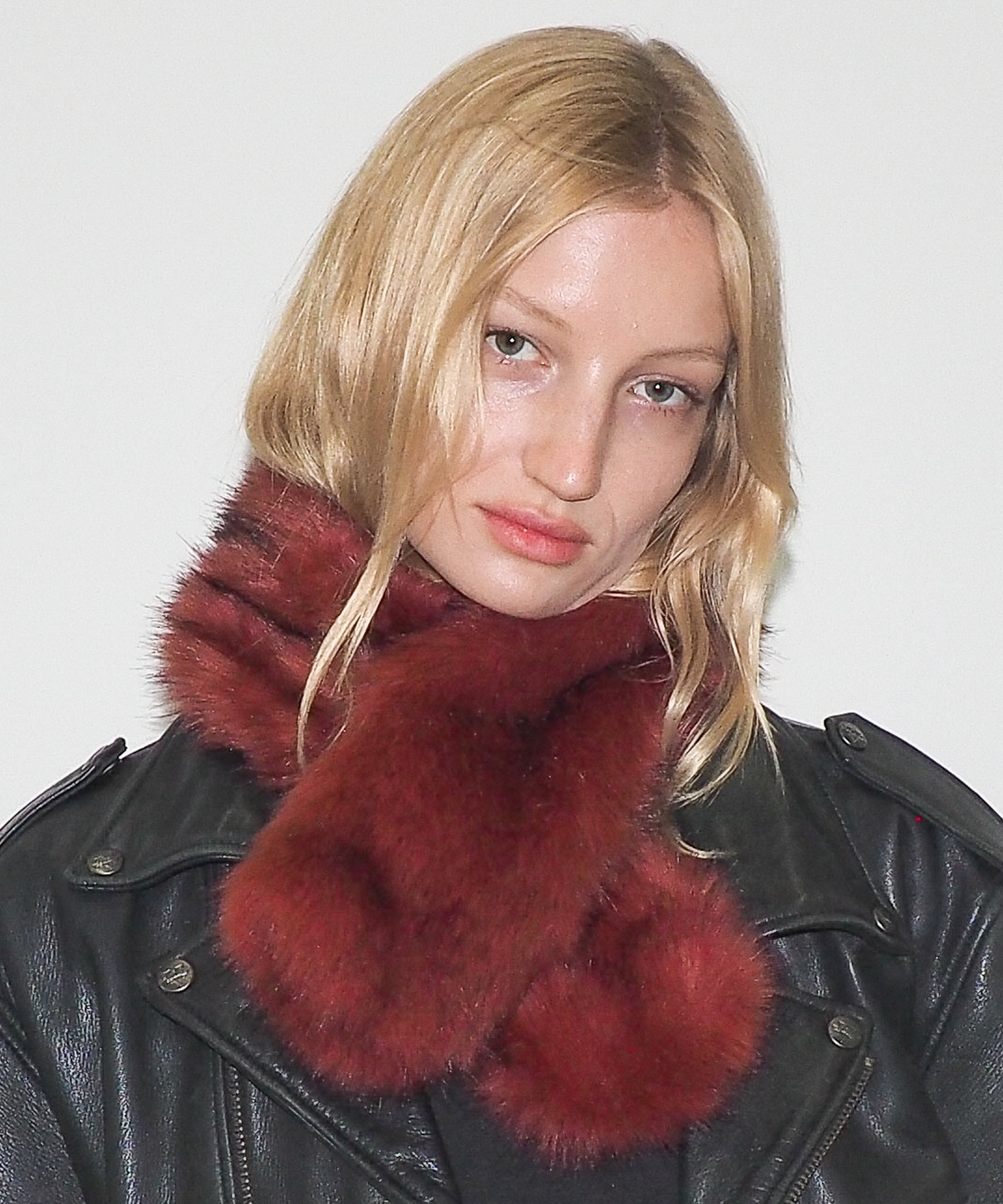 Sue Scarf in Red Faux Fox - CLYDE