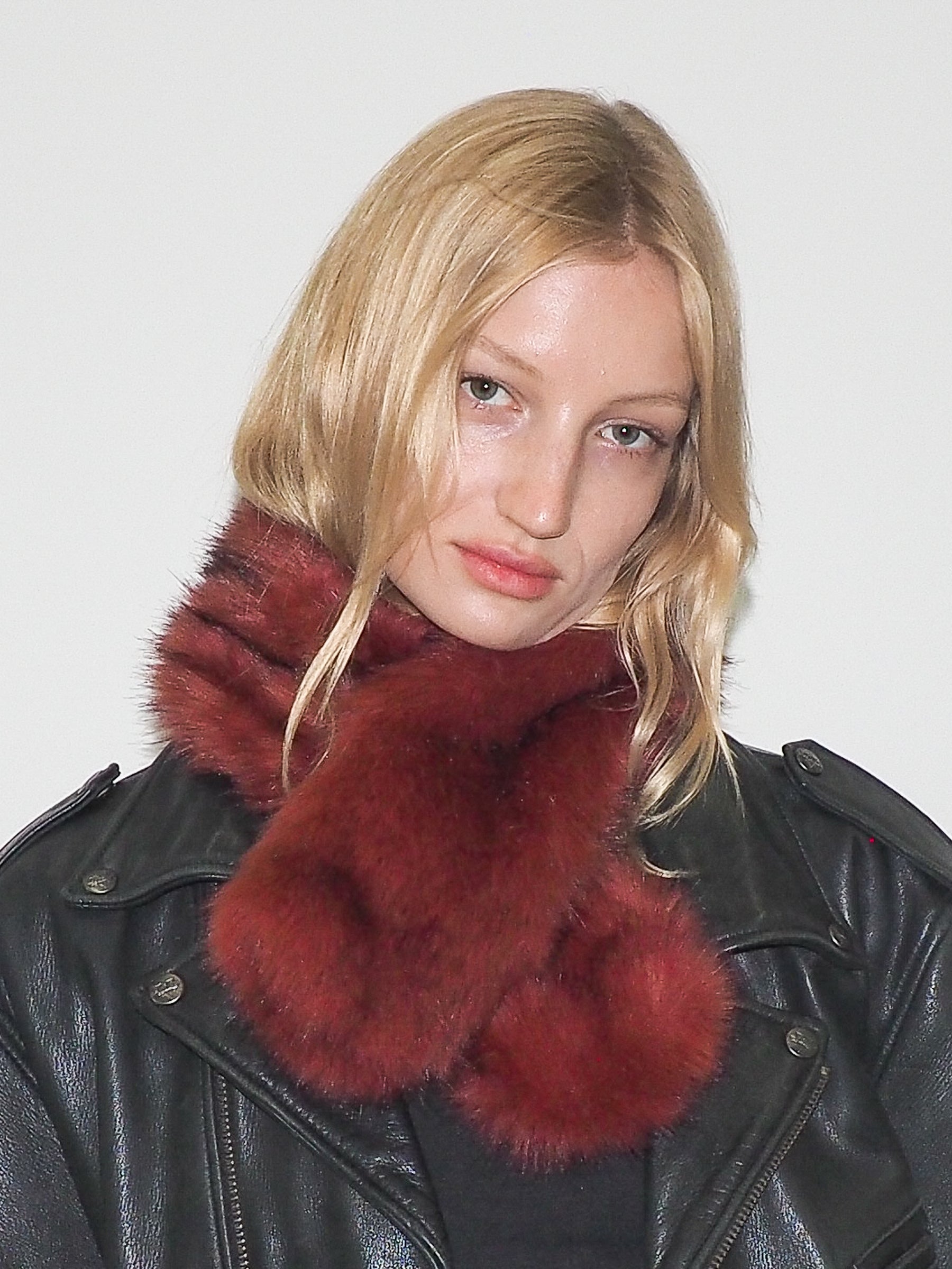 Sue Scarf in Red Faux Fox - CLYDE